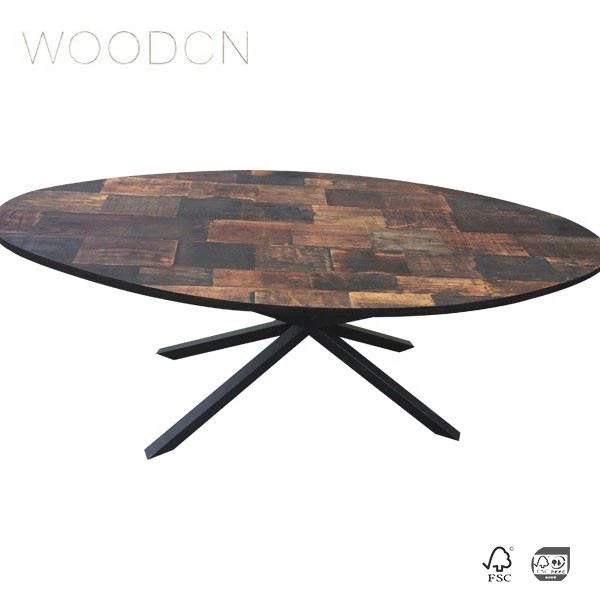 China Veneered Recycle Old Elm Wood Dining Table Top